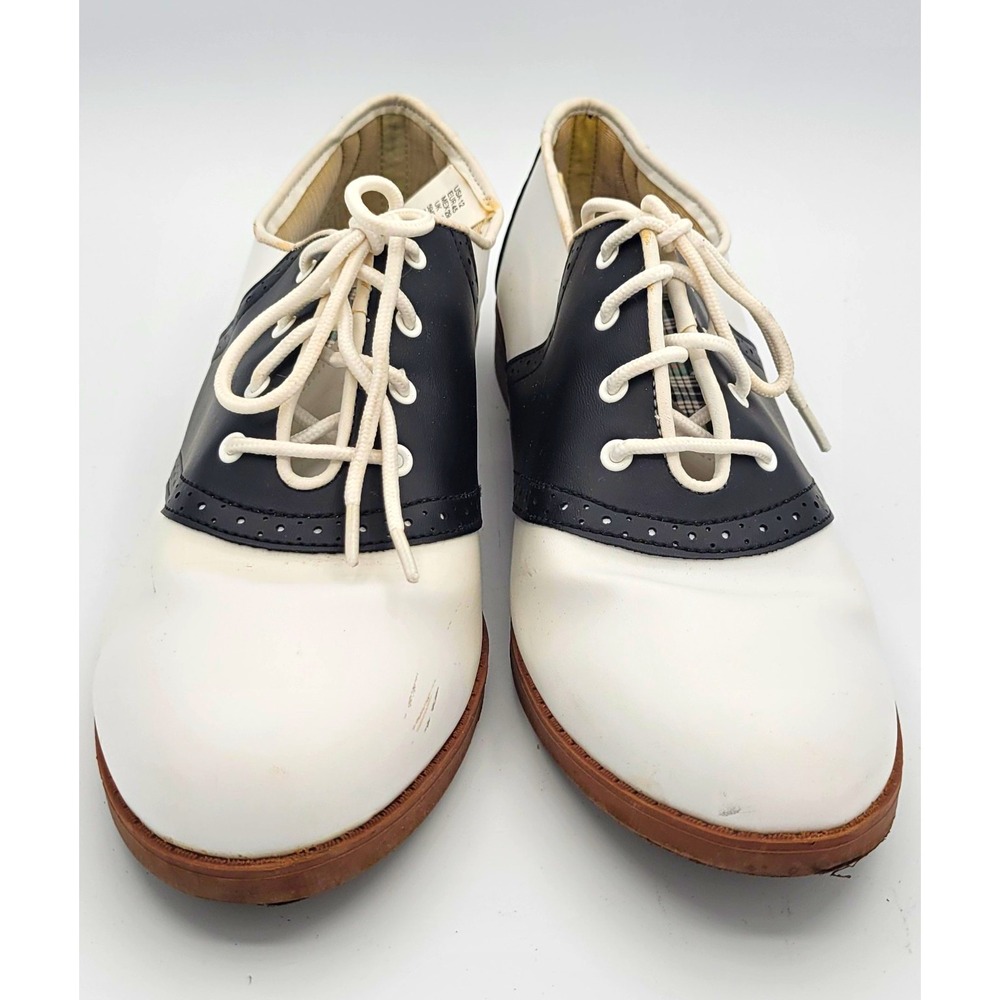 Predictions Retro White Black Oxford Dress Shoes Lace Up Faux Leather 5943 US 12